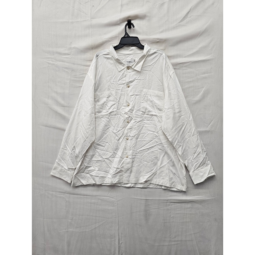 Goodfellow & Co Mens Classic Button Down Shirt White Viscose Blend Size 2XL